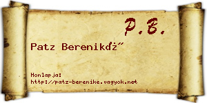 Patz Bereniké névjegykártya